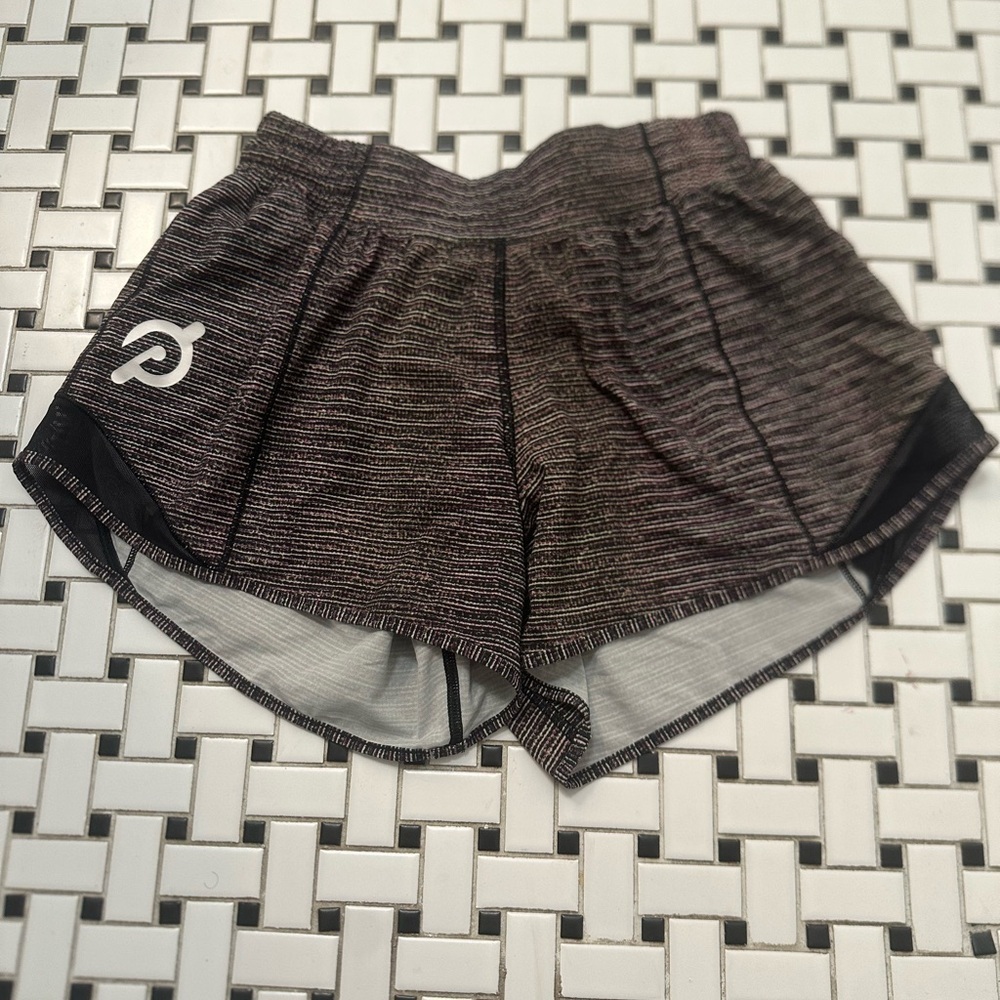 lululemon athletica Black and Gray Striped Athletic Shorts